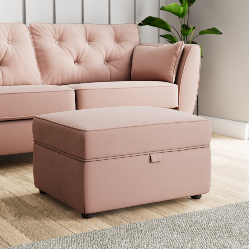 Birjesh 63cm Wide Rectangle Solid Colour Footstool Ottoman with Storage, Pink