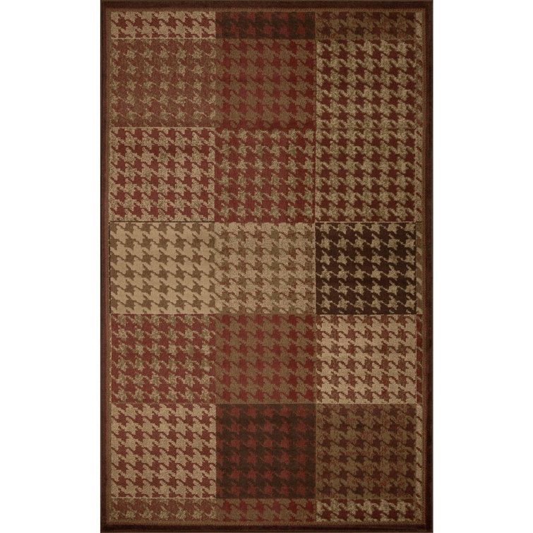 Kalen Abstract Checkered Geometric Border Indoor/Outdoor Area Rug