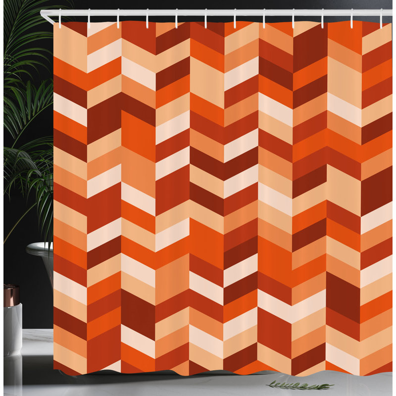 Ensemble de rideau de douche + crochets, H 75 po x l 69 po, Orange brûlé