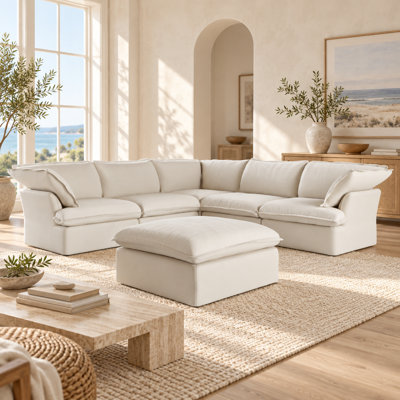 Canapé modulaire rembourré en velours côtelé avec repose-pieds Fairford