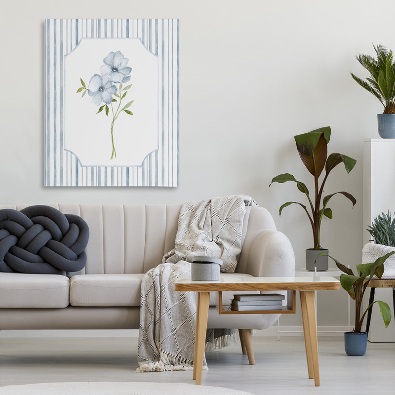 Toile Blooms And Stripes, design par Tava Studios, H 30 po x l 24 po