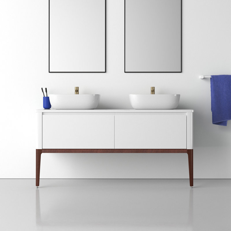 Jaymie 60'' Double Bathroom Vanity with Quartz Top