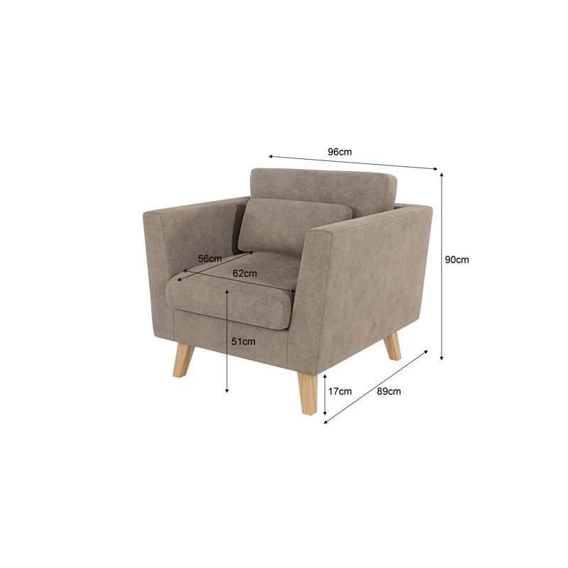 Armchair with Wooden Legs In Scandinavian Style , Dark Beige