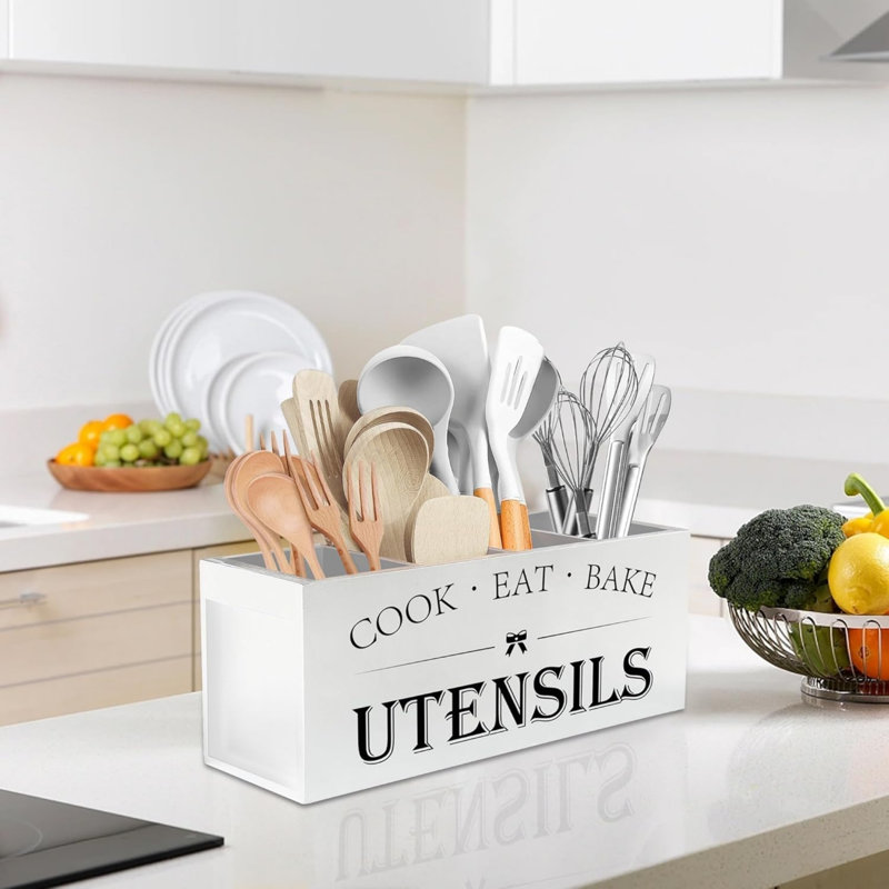 Wood Rectangle Flatware Caddy