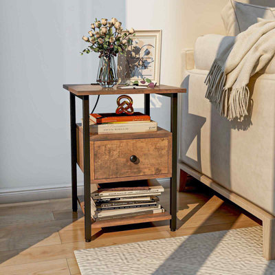 Amerius 40cm W Metal Bedside Table