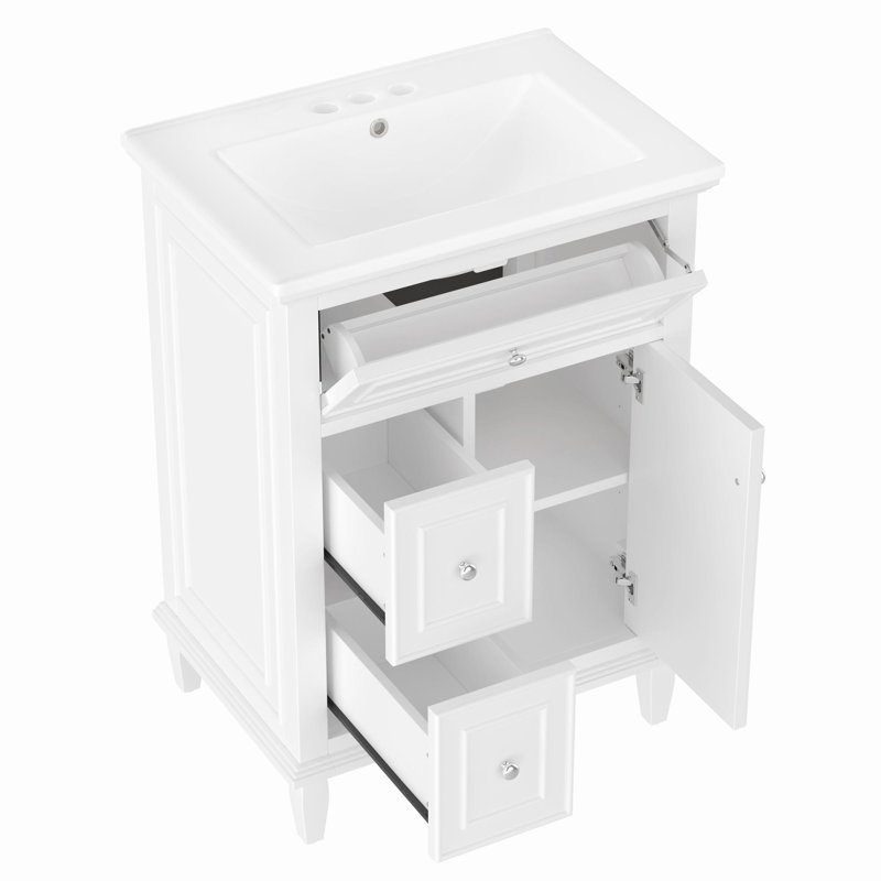 Ensemble de meuble-lavabo simple 24 po Burdick, Blanc