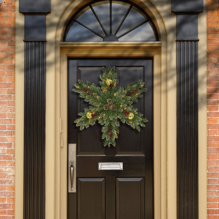 Glittery Bristle Fir 32" Lighted Wreath