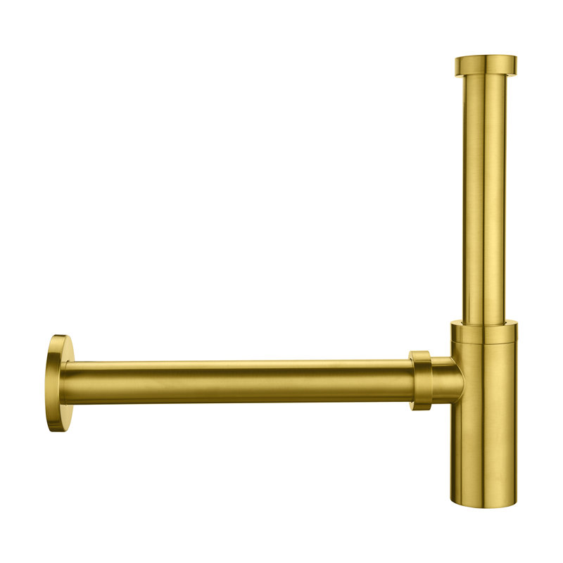 Designer 1-1/4 In. Brass Round Bottle Trap, Brushed Gold