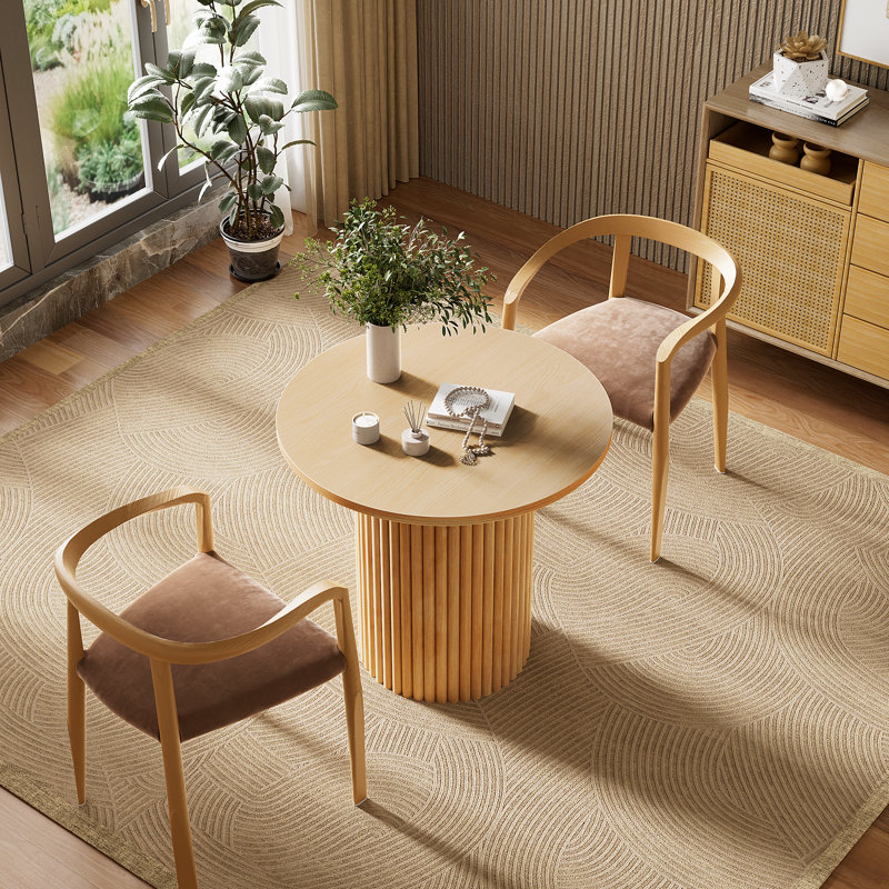 Round Solid Wood Base Dining Table for 1-4, 31.5" W x 31.5" L