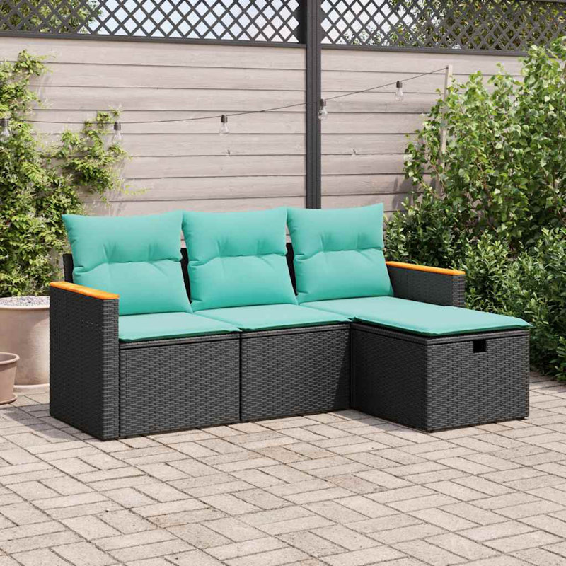 Ensemble de canapé de jardin d'extérieur noir et bleu