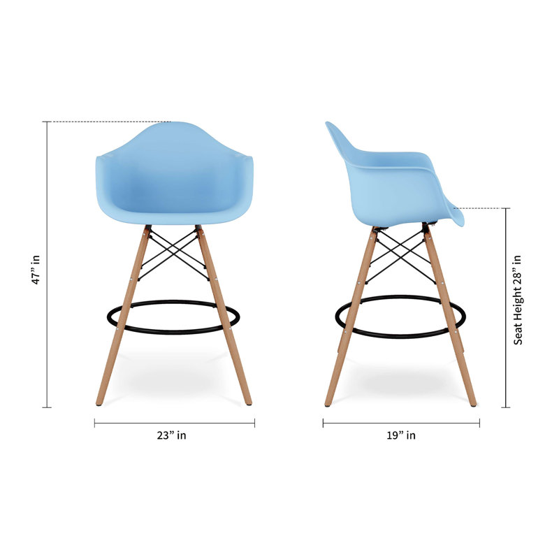  Tabouret de comptoir avec accoudoirs, vert, paquet de 4, Bleu