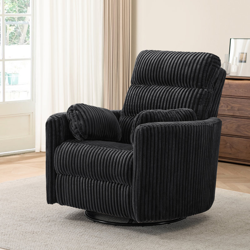 Fauteuil inclinable électrique pivotant de 40 po avec port USB et type C (ensemble de 2), Black Corduroy