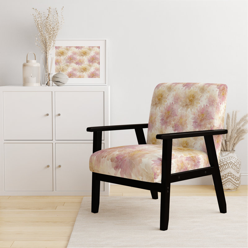 Chaise d'appoint floral Floral, Accoudoirs carrés noirs