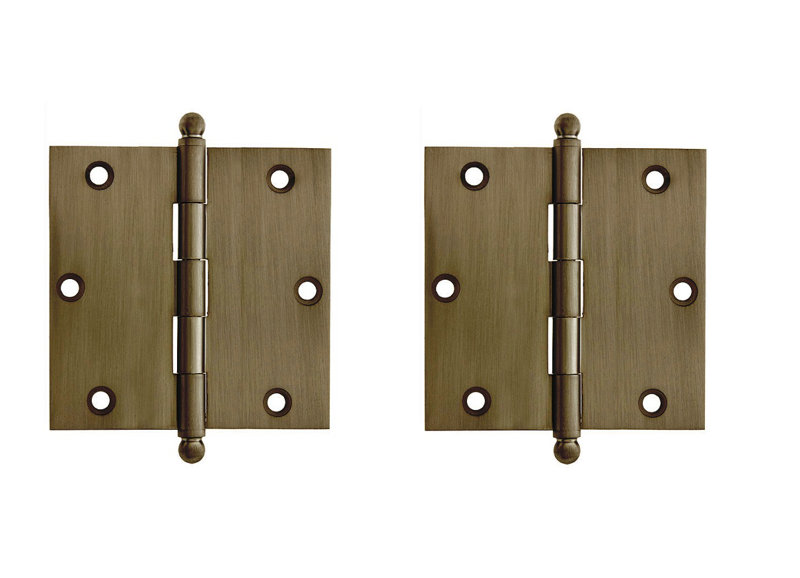 Solid Brass Mortise Hinge, Antique Brass, 4.25'' H x 2.5" W x 2.5" D