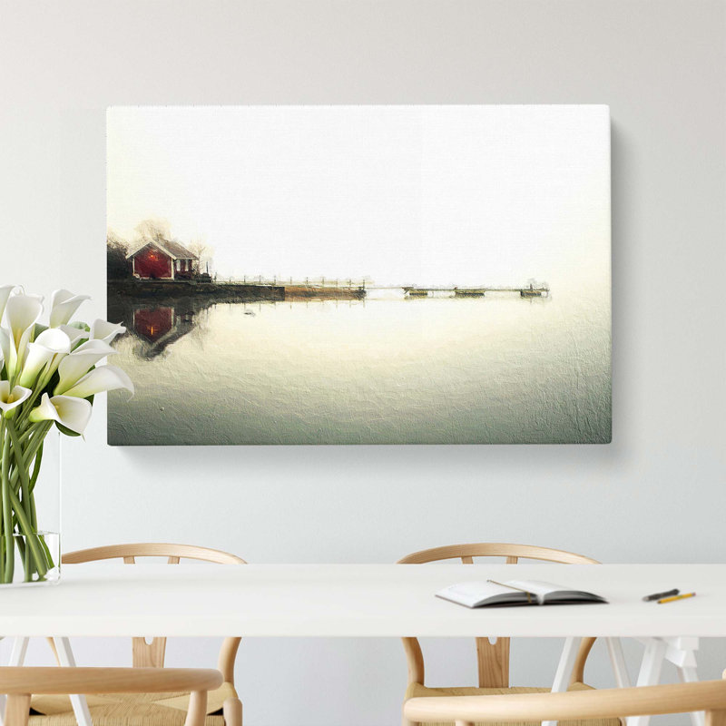 Jetty Reflecting In A Lake In Sweden - Wrapped Canvas, 35cm H x 50cm W x 3cm D