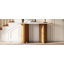 Console rustique étroite avec plateau ovale en faux marbre et pieds courbés-1193763780