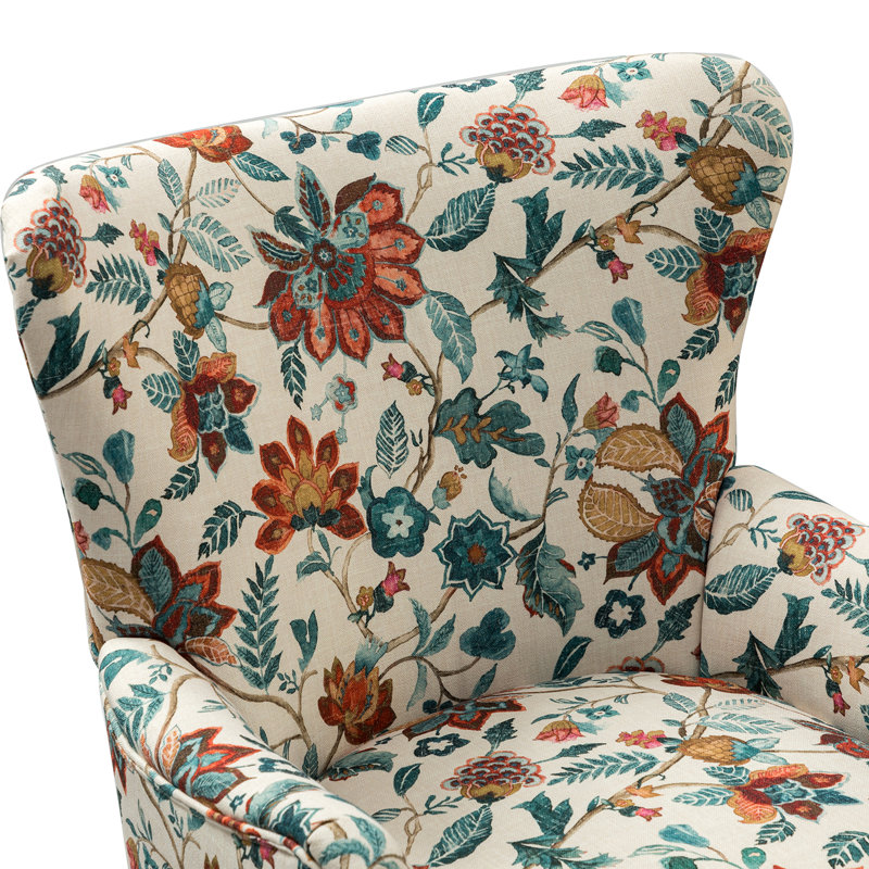 Chaise avec accoudoirs rembourrée l 28,5 po Alayzhia, 100% polyester beige / rouge