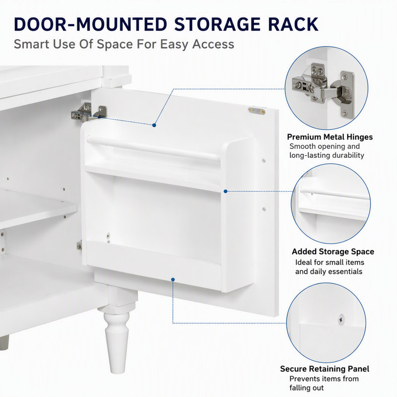 Meuble-lavabo 36 po avec lavabo et rangement intelligent, White