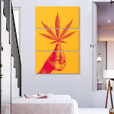 Handing Holding Hemp Leaf