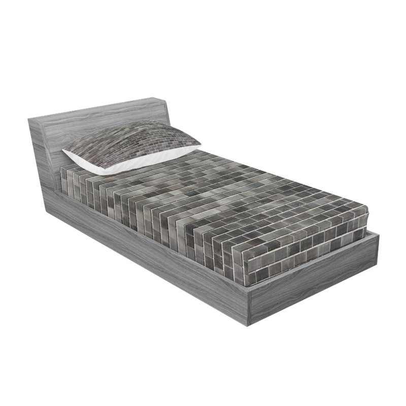 Drap-housse et coussin décoratif gris et blanc Ambesonne, Ensemble de draps pour lit simple + 3 pièces supp