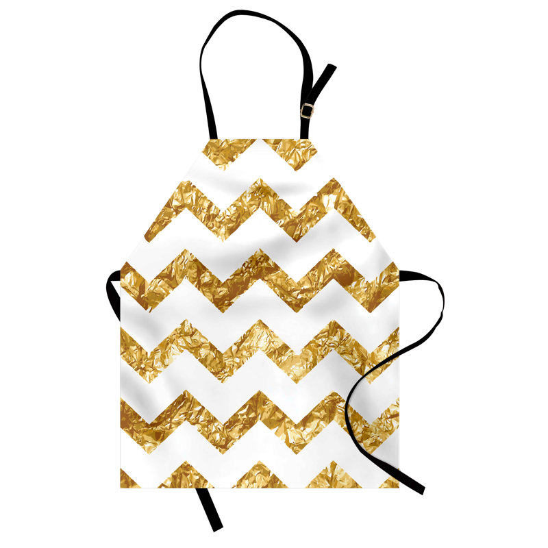Tablier à chevrons East Urban Home unisexe, motif zigzag moderne, adulte, café