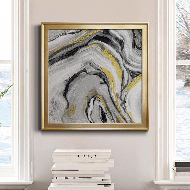 «Bold Agate II», reproduction d'art sur toile encadrée, H 30,5 po x l 30,5 po x P 1,5 po, Or