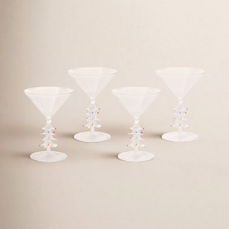 Verres à martini Leihlani - verres à pied des Fêtes, ensemble de 4, Clair