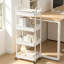 Chariot utilitaire roulant en plastique à 4 niveaux avec poignée, étagères de rangement mobiles pour cuisine, bureau, salon, buanderie, blanc