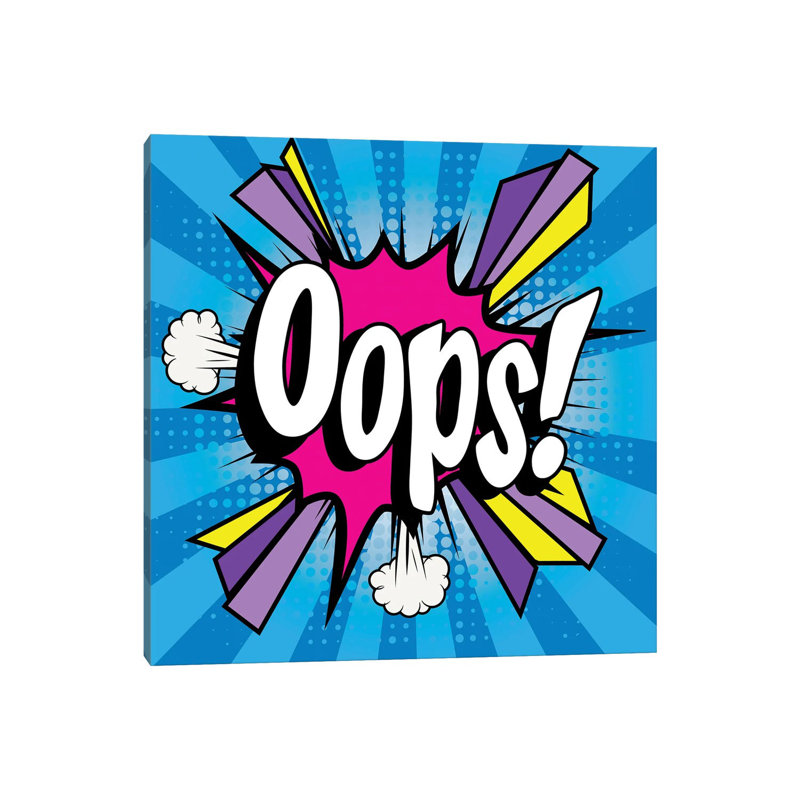 Pop Art Comics Icon Oops par - Toile tendue, H 12 po x l 12 po x P 0,75 po