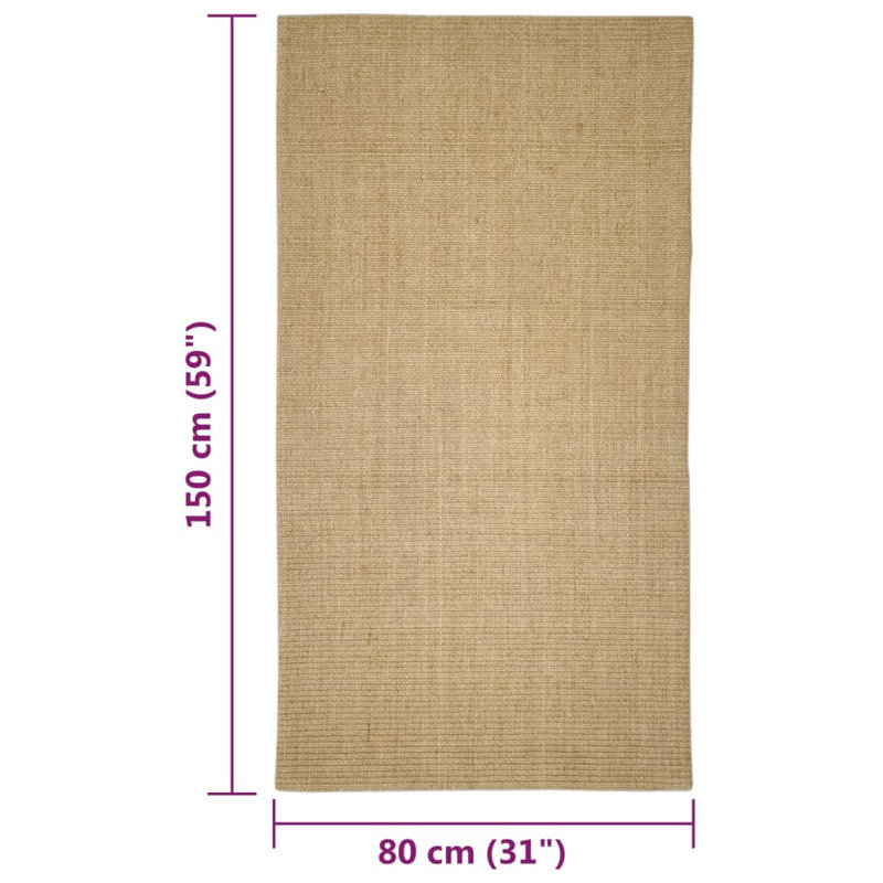 August Grove Rug Natural Sisal Brown, Rectangle 80 x 150cm