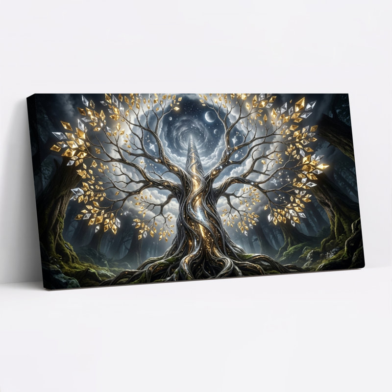 Ensemble de 1 tableau sur toile « Arbre mystique », 32“W x 16”H, Toile tendue
