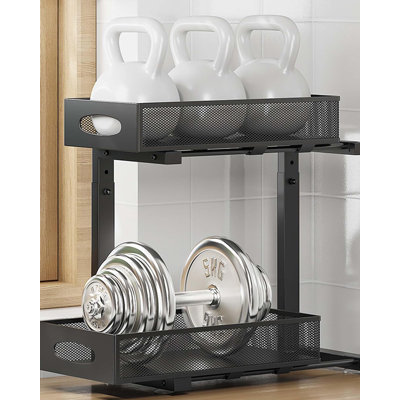 2-Tier Under Sink Organizer With Sliding Drawers, Adjustable Height, Durable Carbon Steel, Space-Saving Storage For Kitchen, Bathroom, And Desk