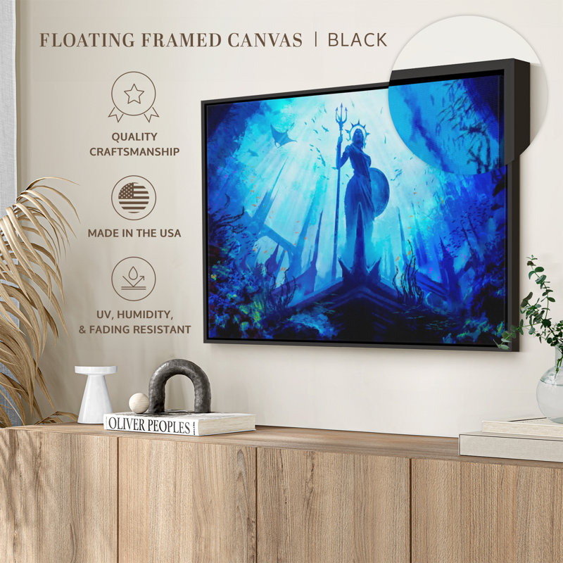 Underwater Amphitrite Statue Canvas Print, 25" H x 37" W
