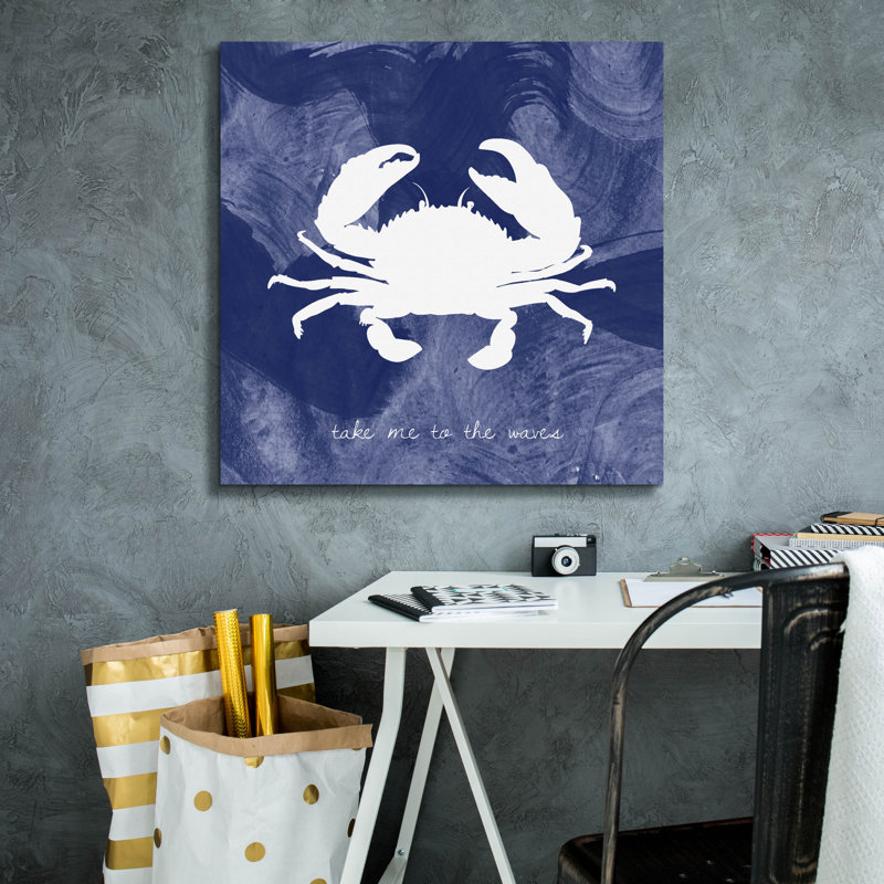 «Crab» par Erin Clark, art mural sur toile, H 26 po x l 26 po x P 1,5 po