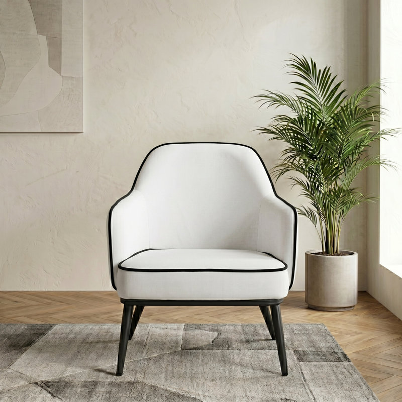 Karoll Linen-style Woven Fabric Occasional Chair, Cream