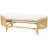 Aubie Brown Rattan Handmade Oval Bench with White Fabric Cushion