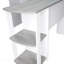 Bureau moderne en L avec tablettes latérales, gris