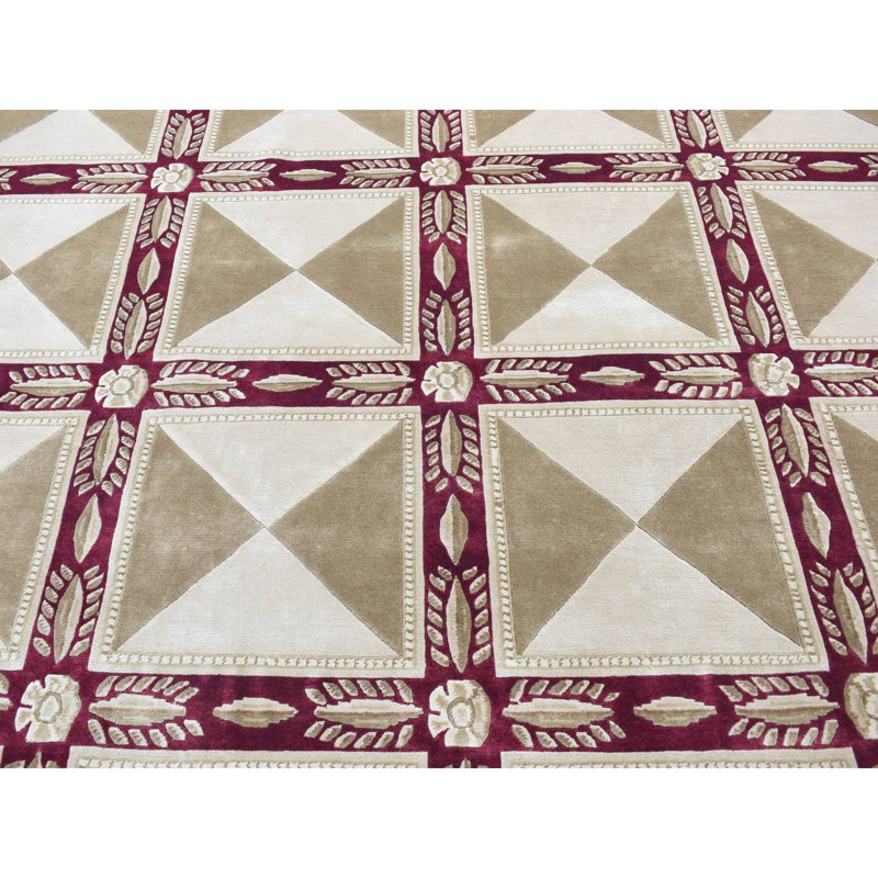 Tapis ivoire en laine noué à la main 10 pi x 13 pi 9 po E6C08C29E9DB45A5AC39026A7A68FF02