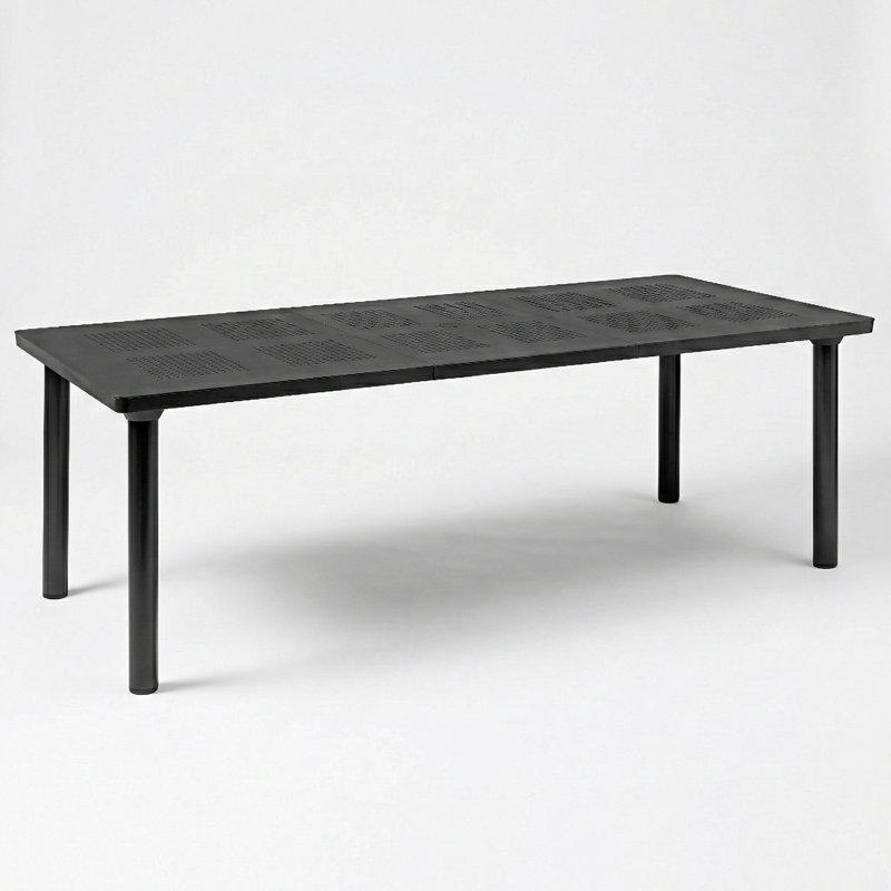 Hildtraud Rectangular Extendable Outdoor Dining Table With Umbrella Hole , 39.4cm W 100cm D, Grey