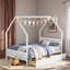 Lit en bois en forme de maison avec 2 tiroirs de rangement, support dorsal fiable et conception de toit adorable-131091928-131091929