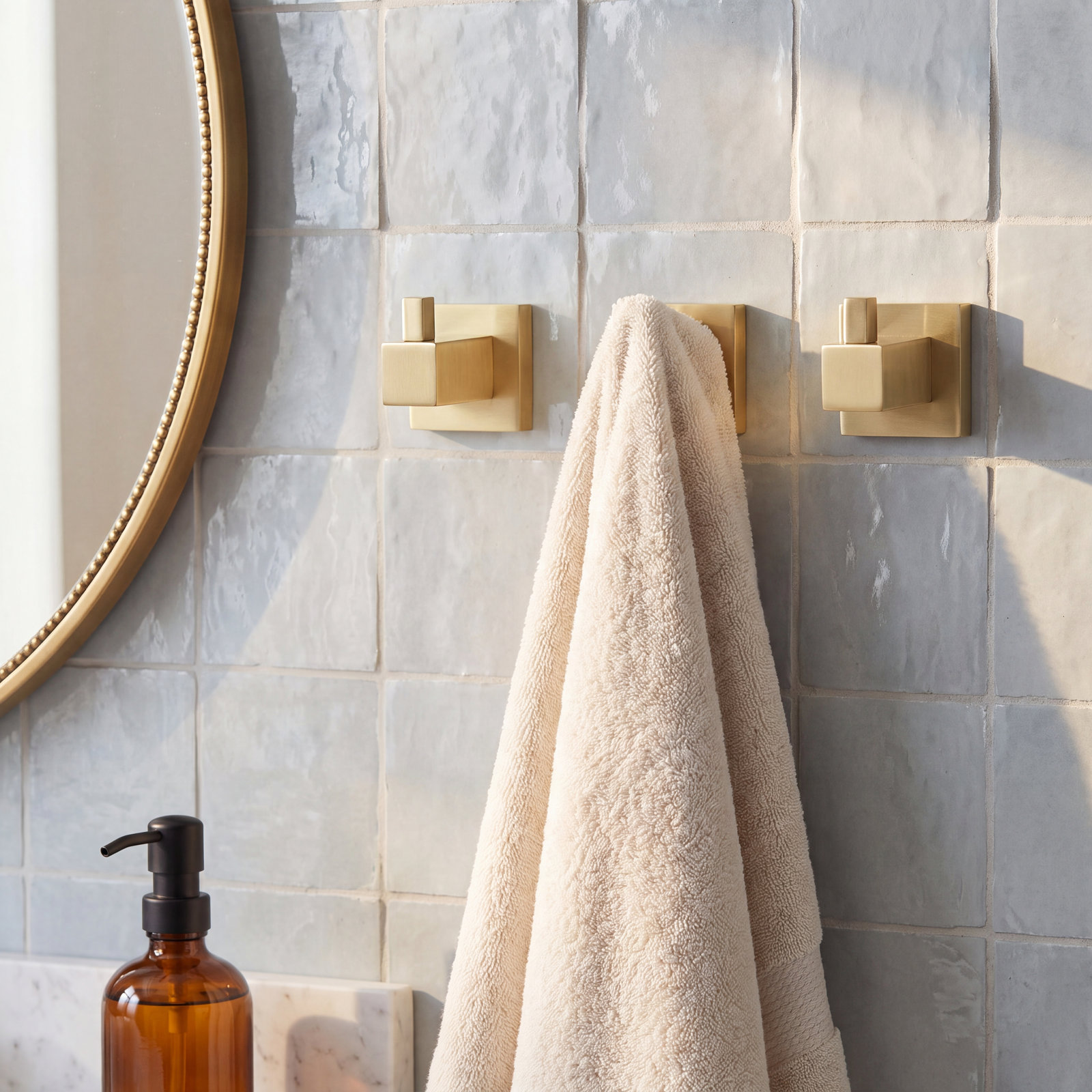 Cube Single Wall-Mounted Robe Hook, Brushed Gold