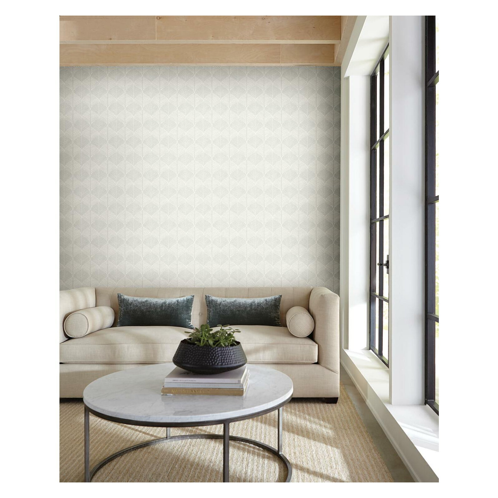 Biella Floral Wallpaper, White/Gray