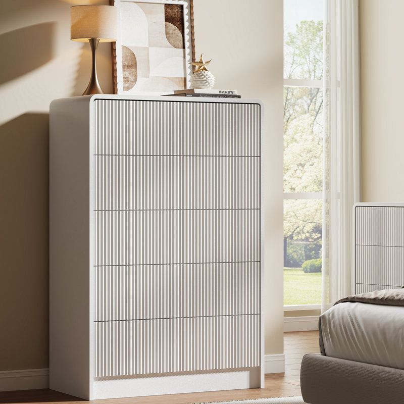 5 - Drawer Dresser, 47.4" H, White