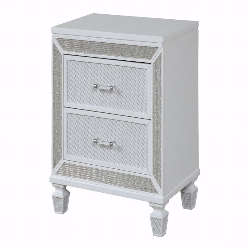 Table de chevet 2 tiroirs, finition bois moderne