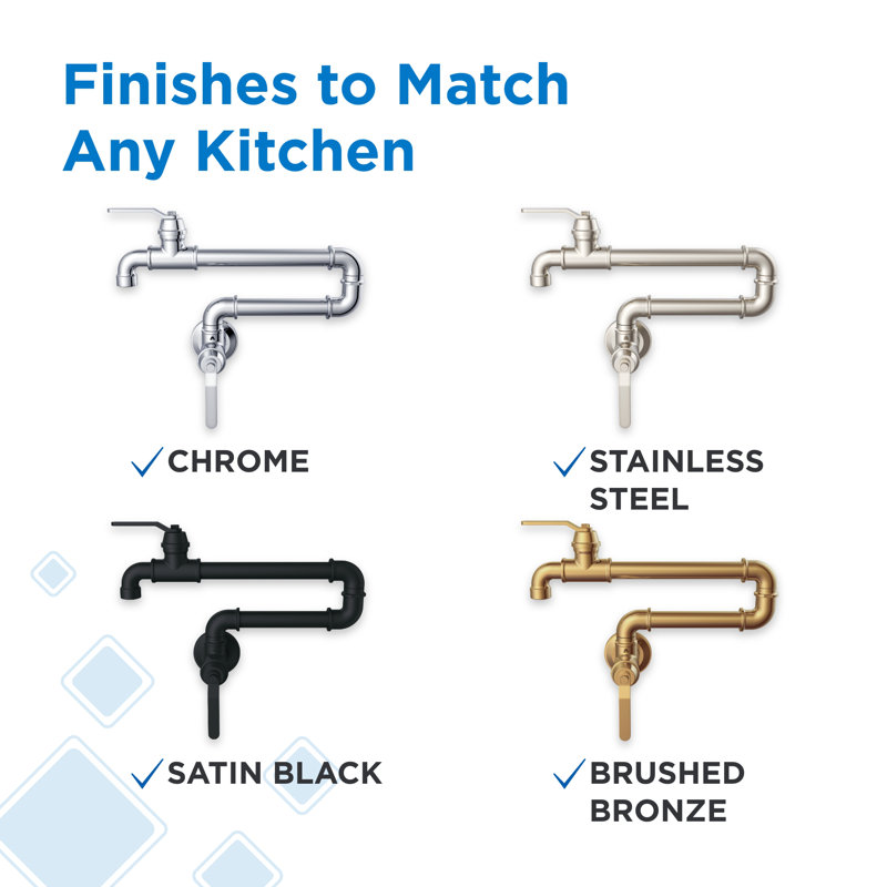 Kinzie Wall Mount Pot Filler, Chrome