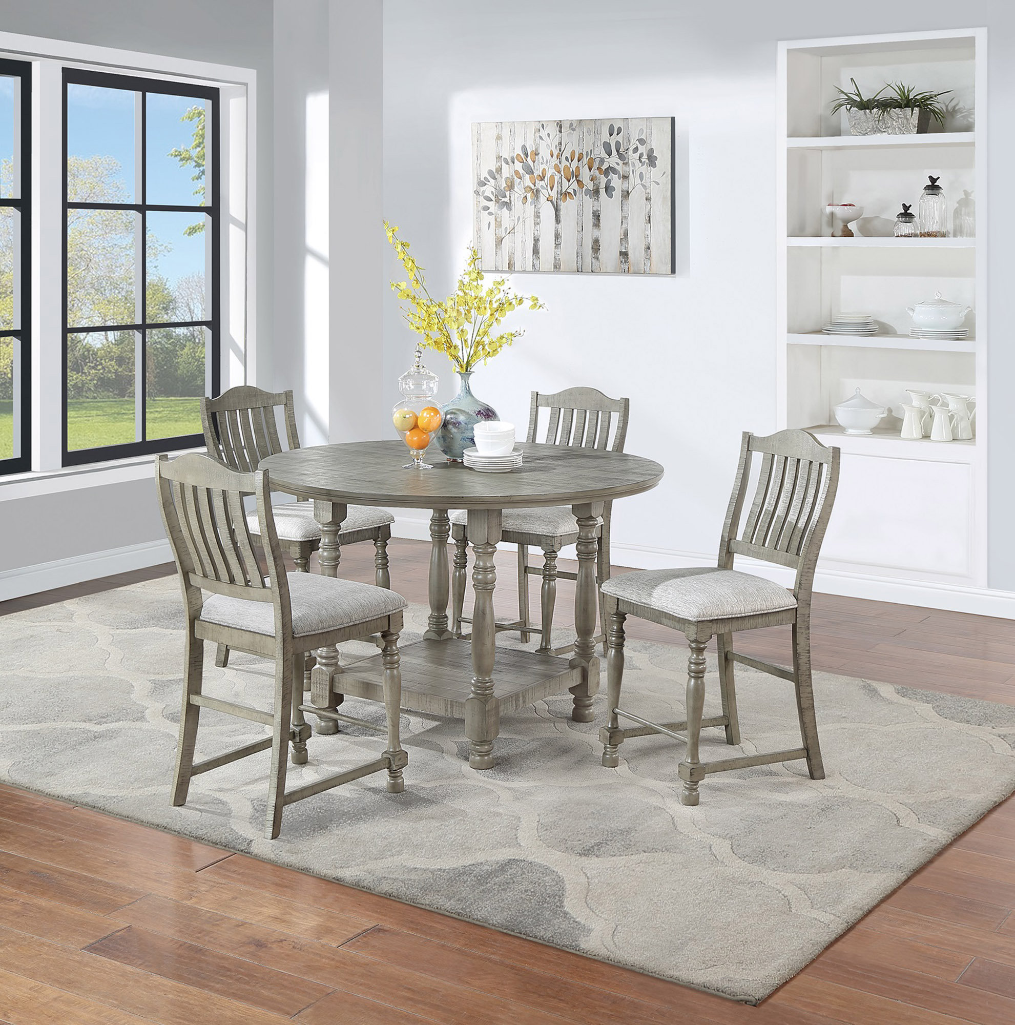 Alcott Hill® Dining Table 4X High Chairs 5Pcs Counter Height