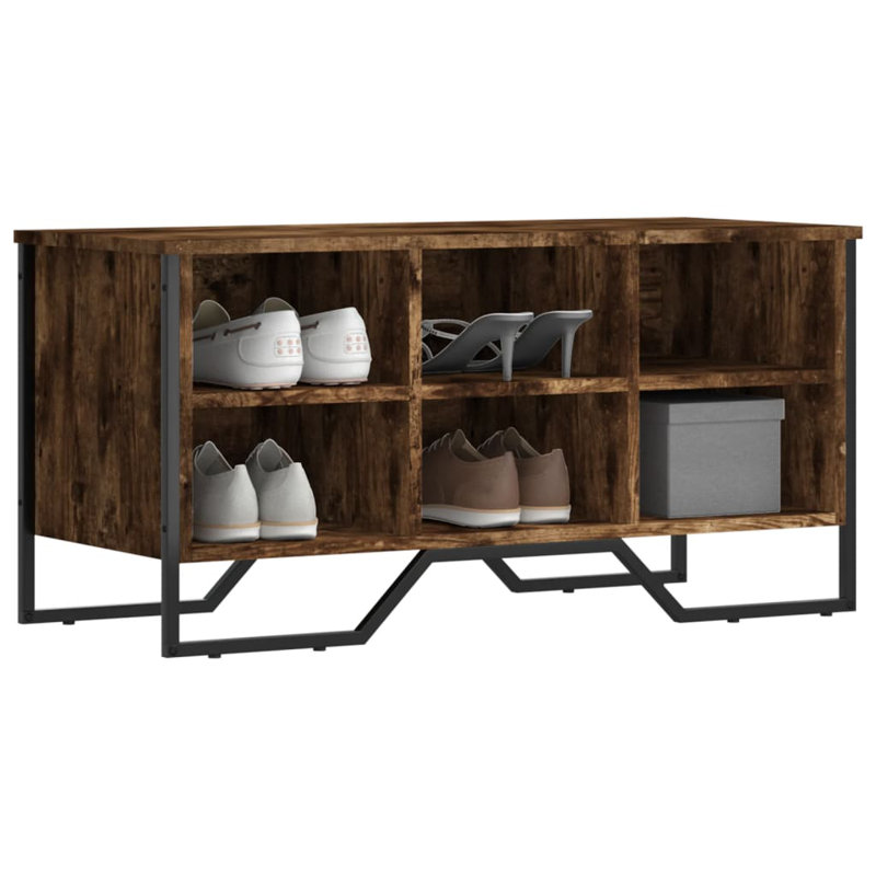 6 Pair Shoe Storage Cabinet, Smoked Oak