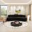 Black semi-circular curved corner sofa-106295176-106295175