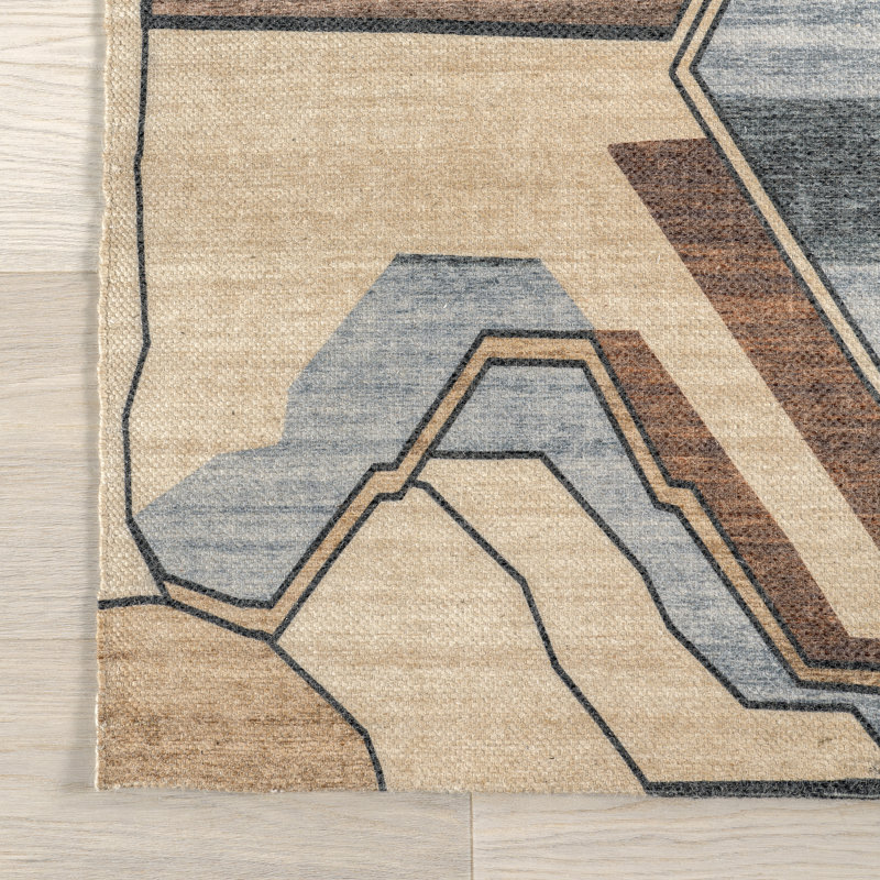 Abstract Earth Tones Tufted Wool 9' x 12' Rug