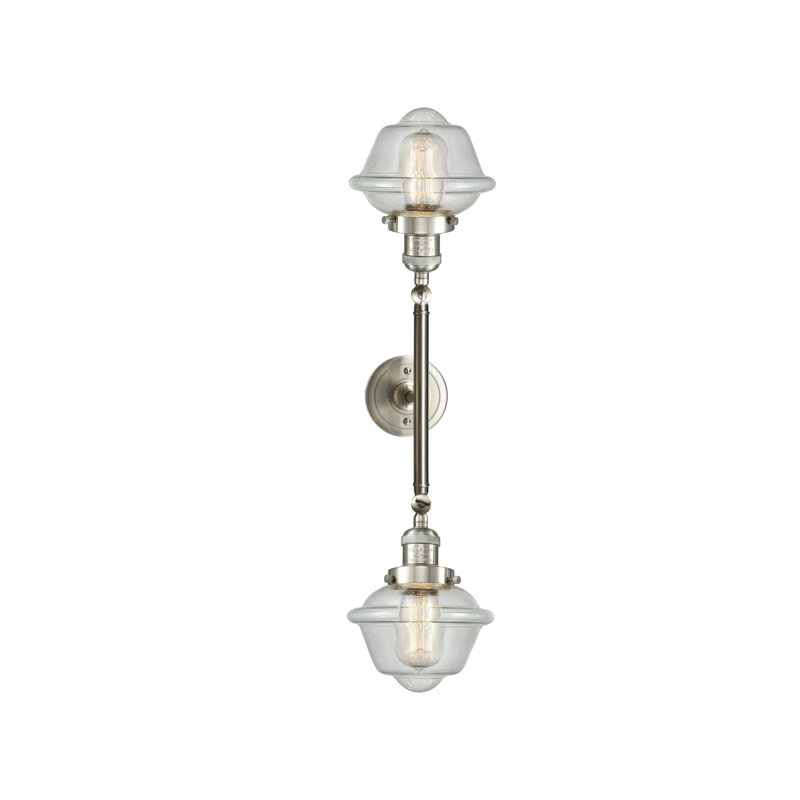 Éclairage pour salle de bain 2 lumières à intensité variable Gebhart, Ampoule incandescente rétro de 60 watts, Grainé